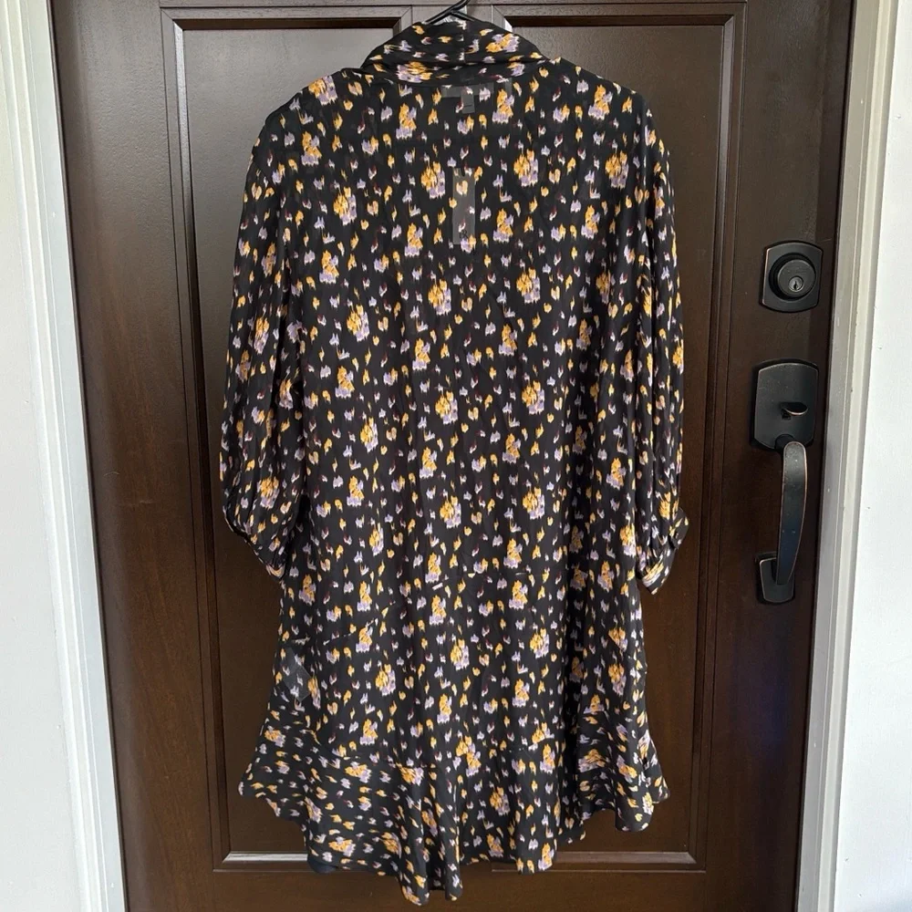 NWT Banana Republic Georgette Cross-Tie Trapeze Dress Black Floral Size Medium